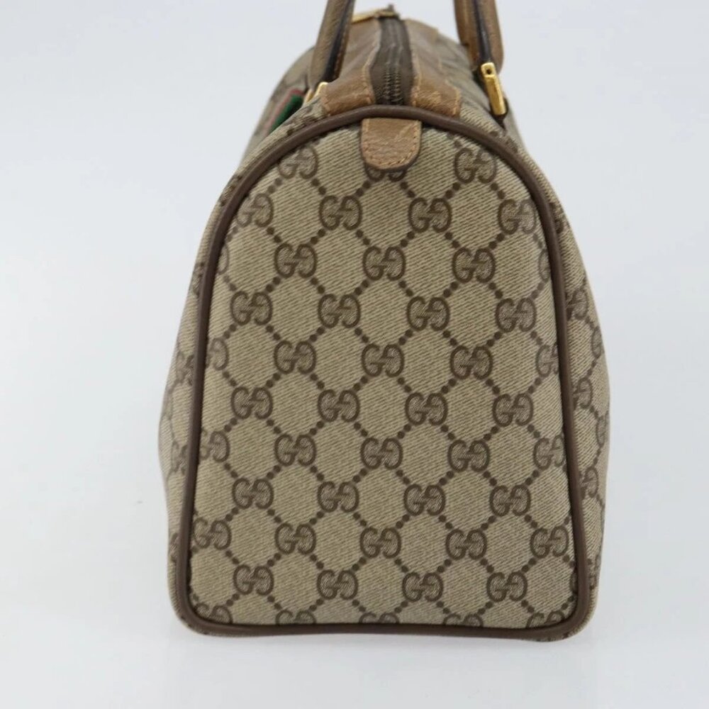 GUCCI GG Supreme Web Sherry Line Boston Bag PVC Beige Gold 40 02 007 Auth 144173 - Picture 4 of 16